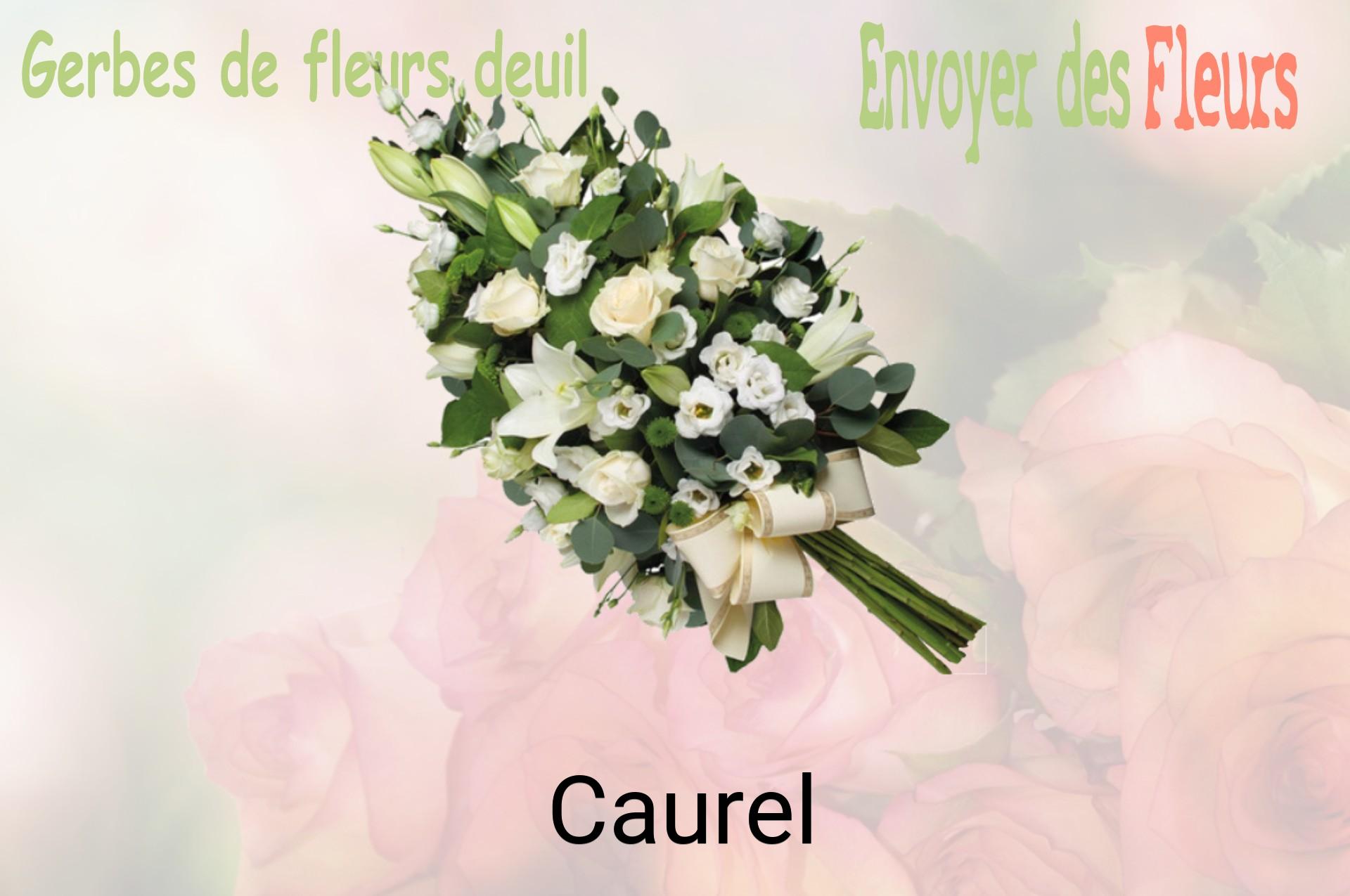 Gerbe de fleurs de deuil livrée à Caurel